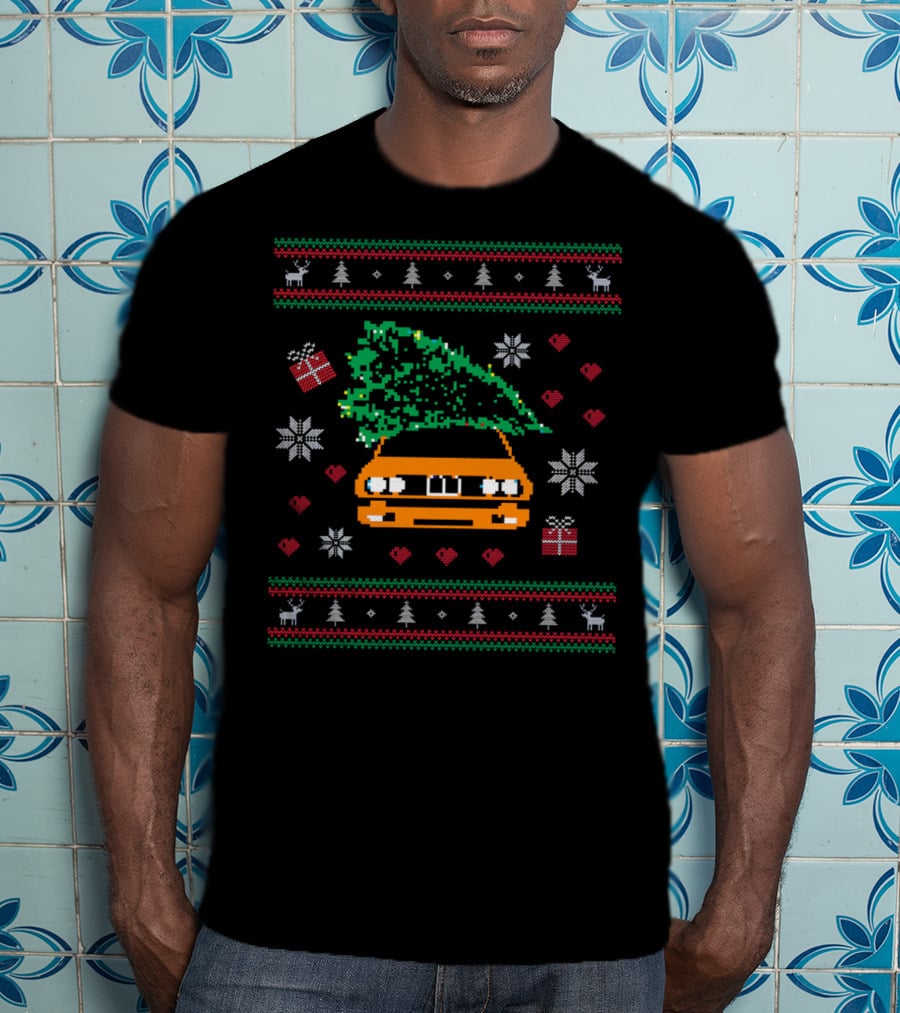 Orange Car With Christmas Tree Holiday T-Shirt