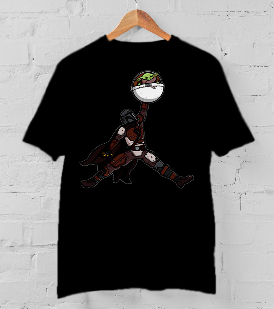 Air Arya Baby Yoda Mando Sitting Jumpman Icon Crossover T-Shirt