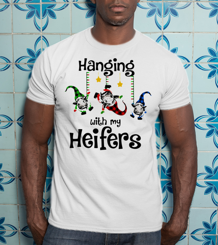 Hanging With My Heifers Festive Cows In Pajamas T-Shirt