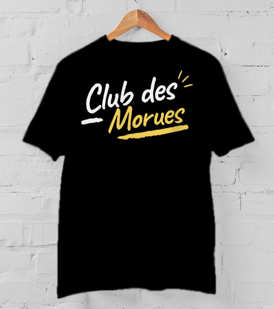 Club Des Morues Bold Yellow Brushstroke Text T-Shirt