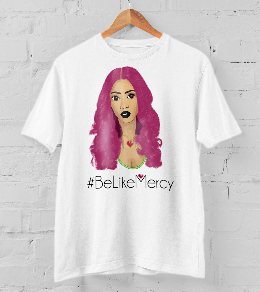 BeLikeMercy Pink Hair Black Lips Heart Necklace T-Shirt