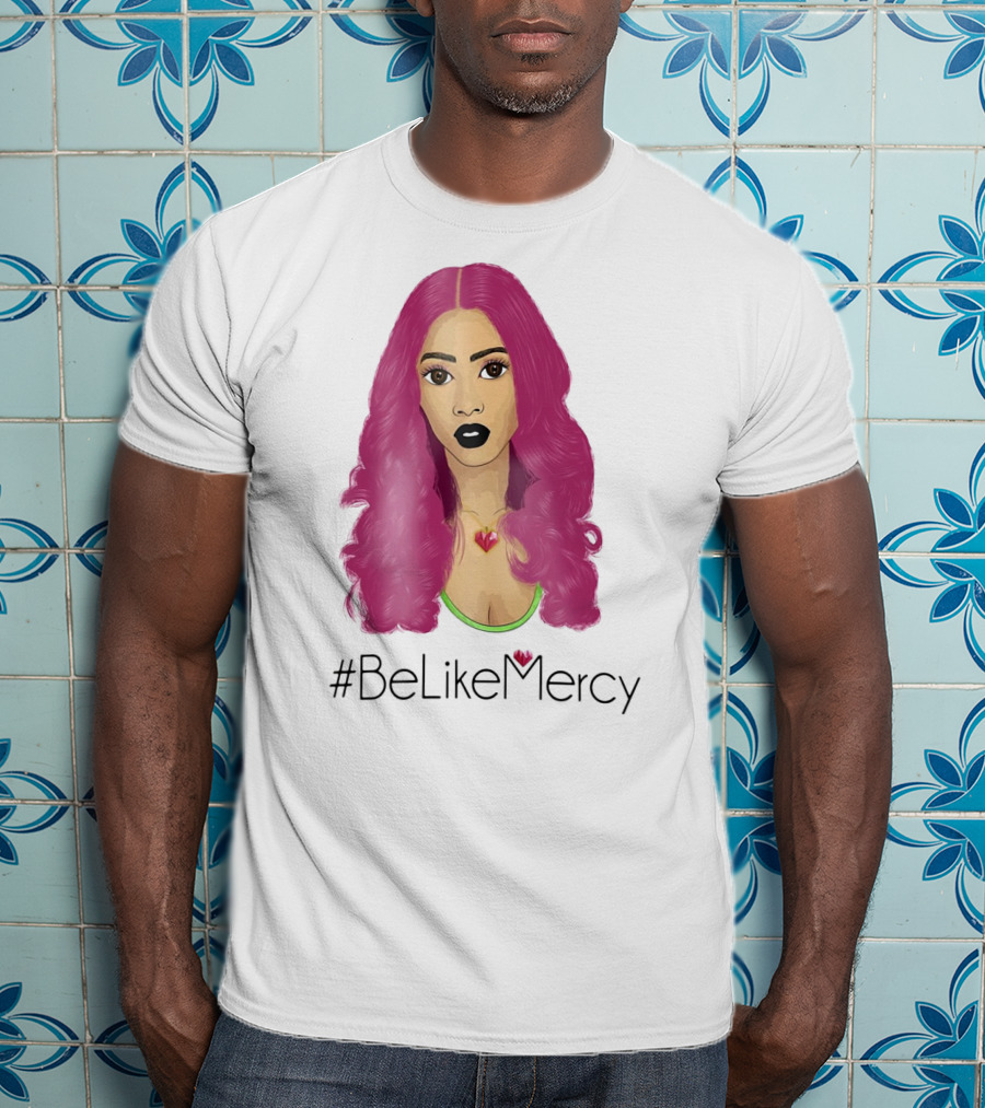 BeLikeMercy Pink Hair Black Lips Heart Necklace T-Shirt