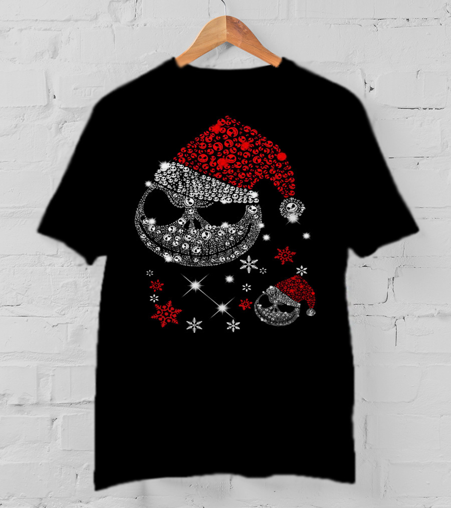 Santa Jack Skellington Christmas Diamond Snowflakes T-Shirt