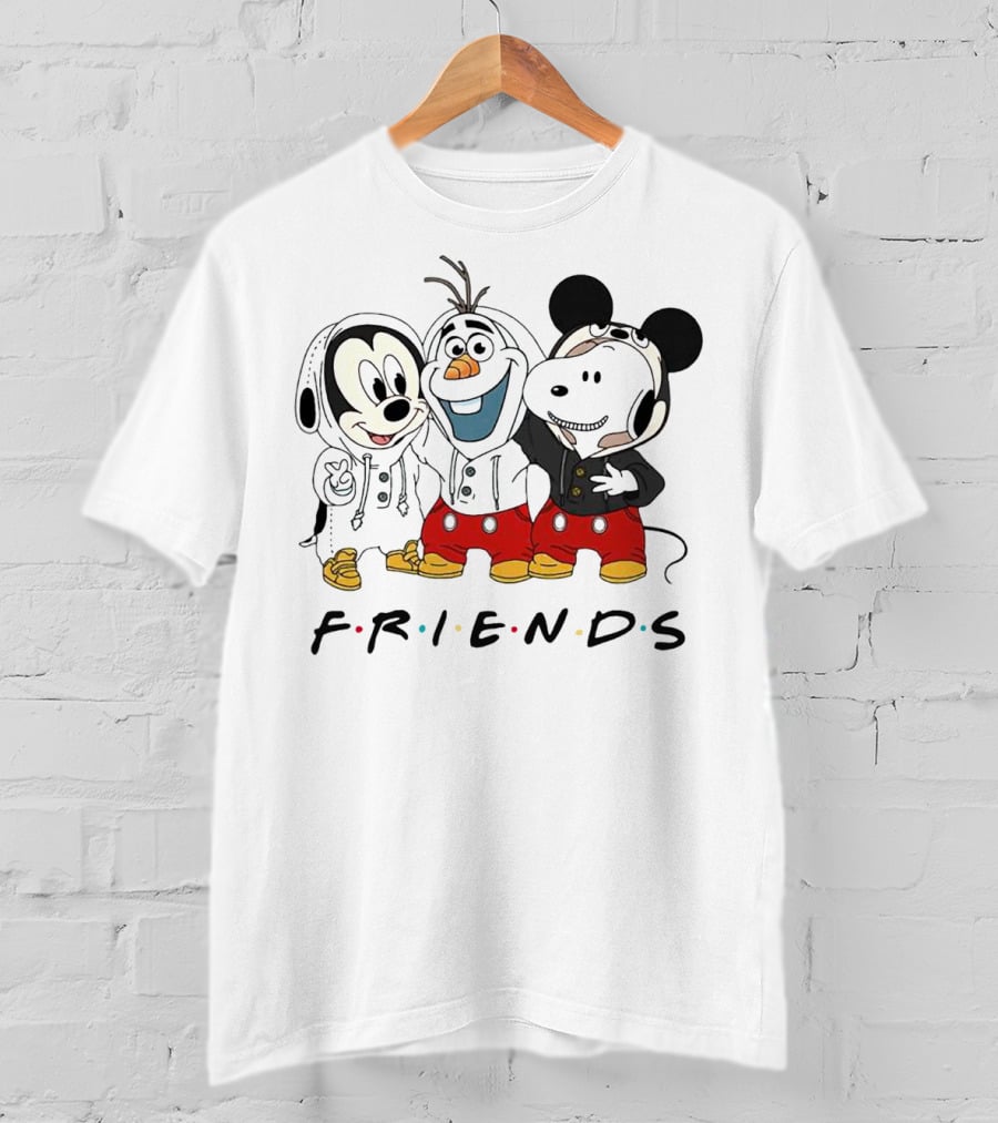 Friends Mickey Olaf Snoopy Crossover Icons T-Shirt