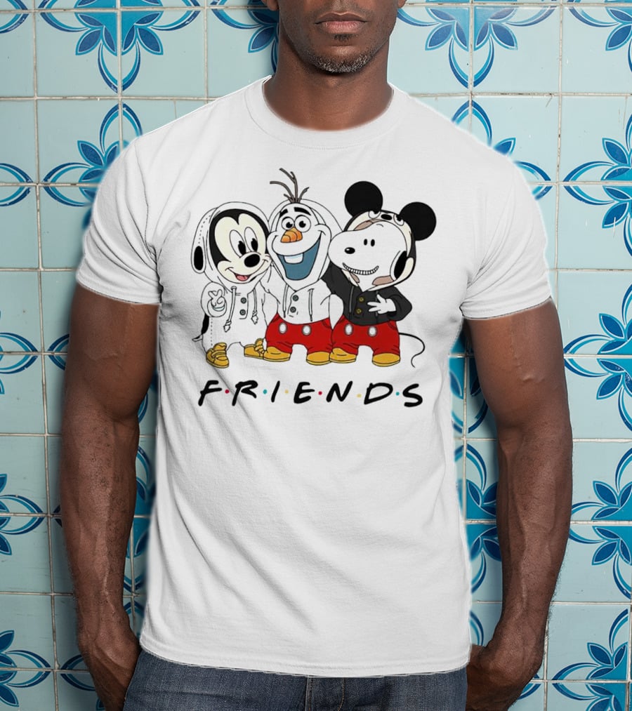 Friends Mickey Olaf Snoopy Crossover Icons T-Shirt
