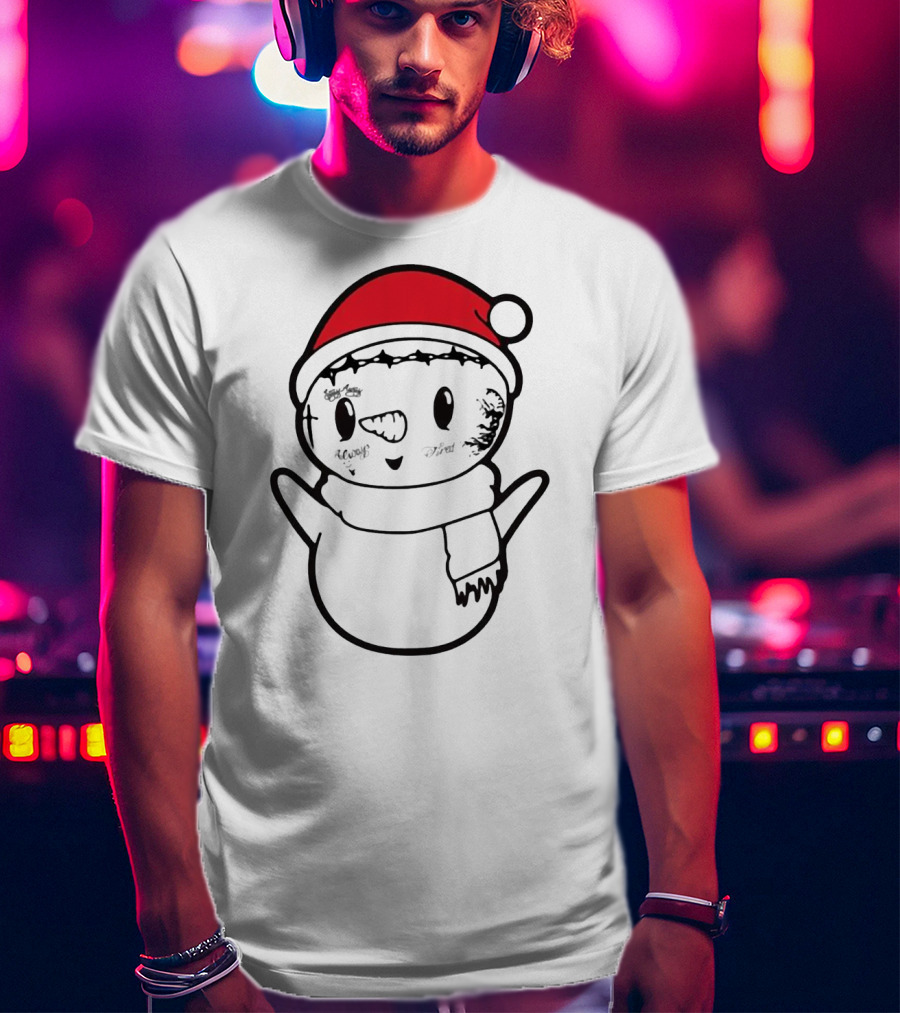 Post Malone Snowman Christmas Santa Tattoo Face T-Shirt