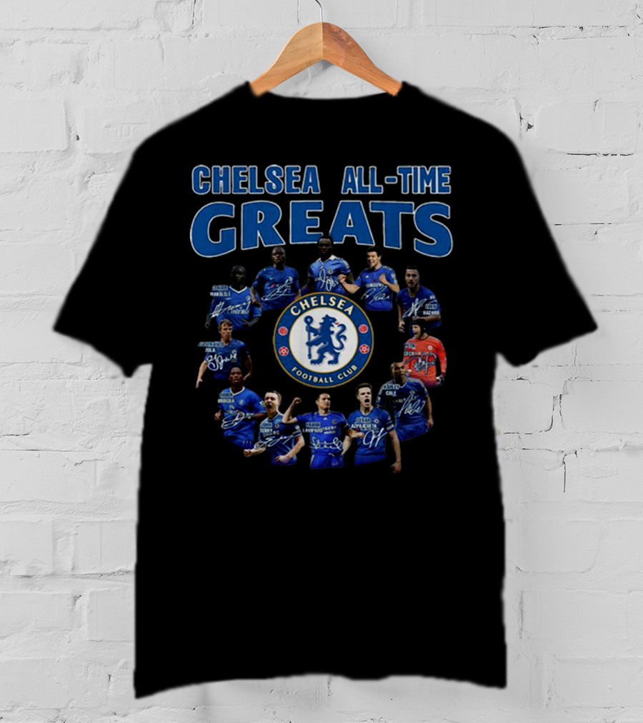 Chelsea All-Time Greats Players Signatures Chelsea Football Club T-Shirt