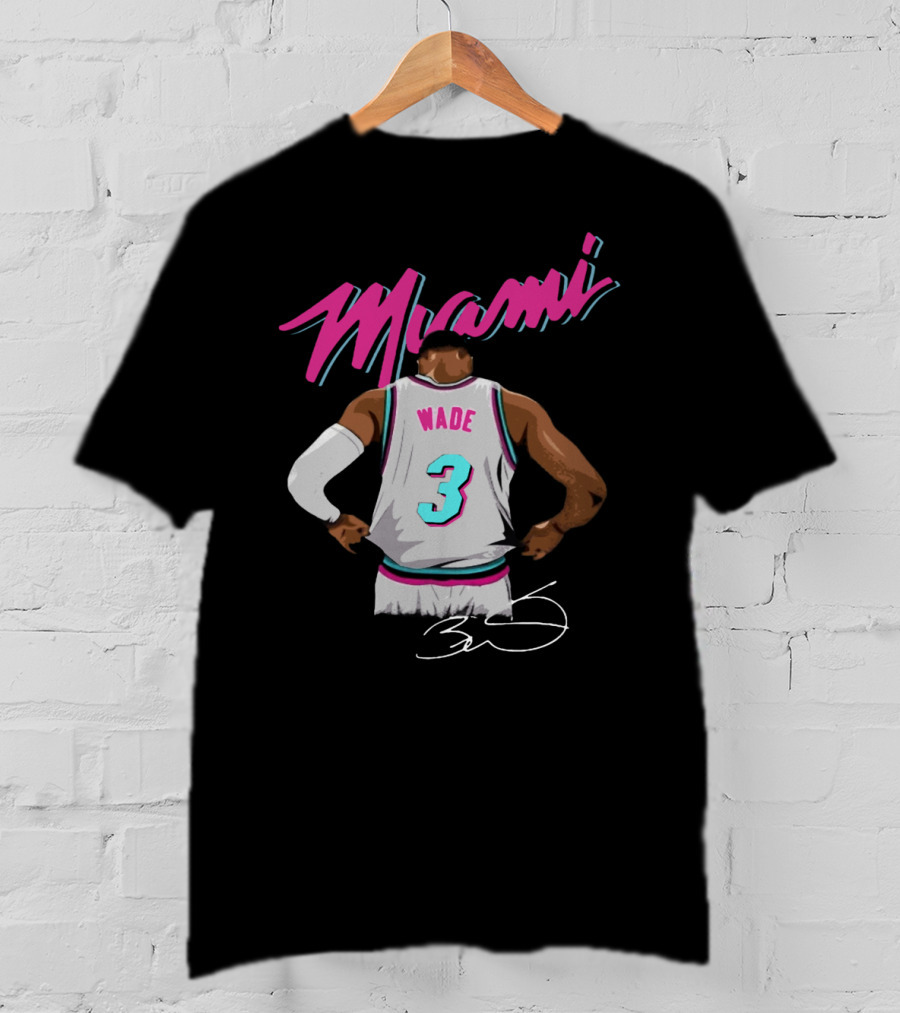 Dwyane Wade Miami Heat Number 3 Signature T-Shirt