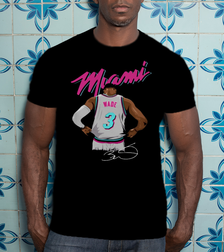 Dwyane Wade Miami Heat Number 3 Signature T-Shirt