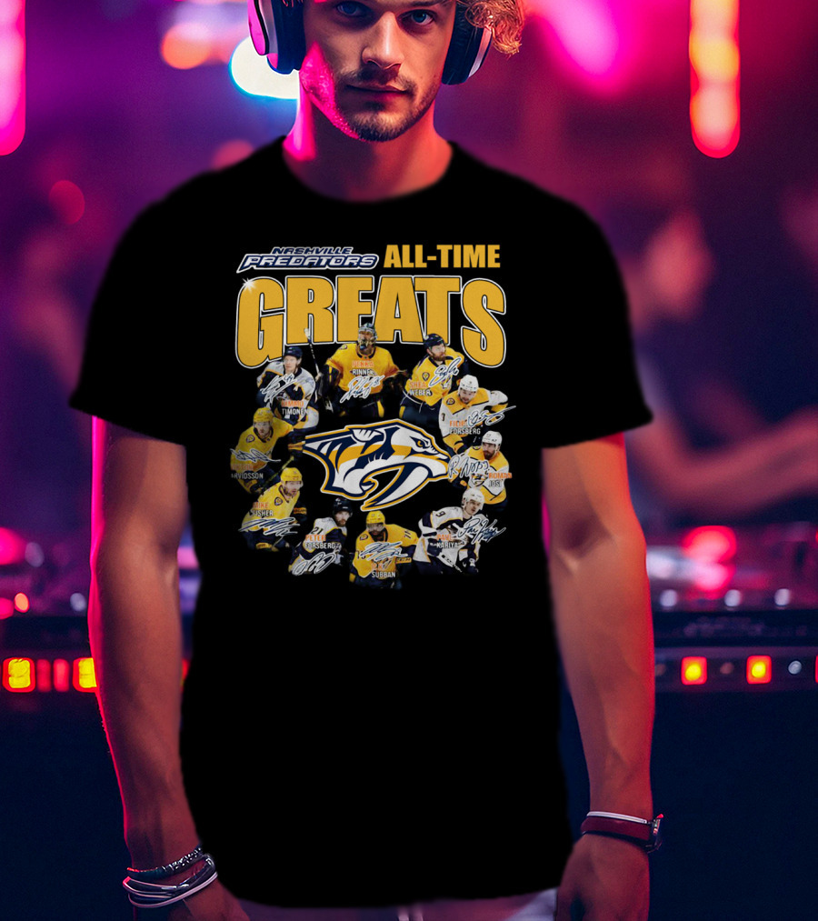 Nashville Predators All-Time Greats Signatures Rinne Weber Forsberg Subban Timonen Walker T-Shirt