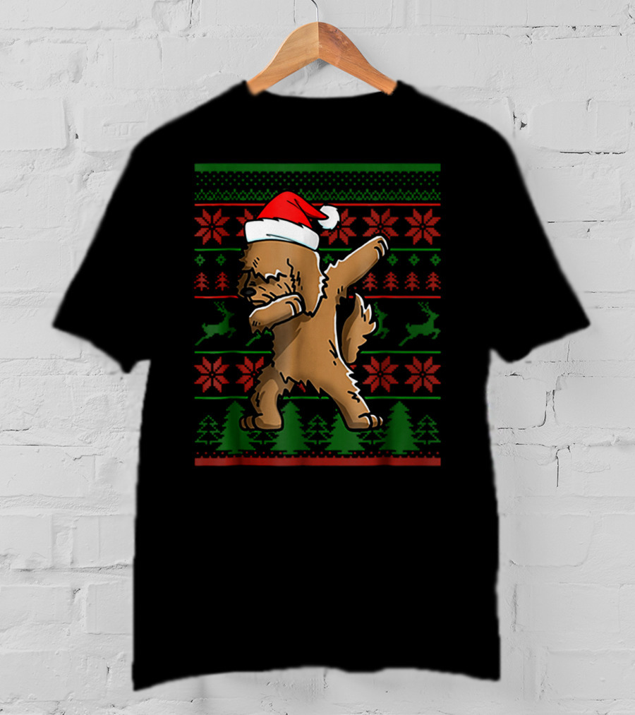 Goldendoodle Dabbing Santa Christmas Sweater Holiday T-Shirt