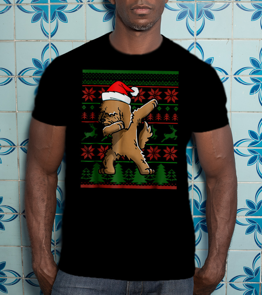 Goldendoodle Dabbing Santa Christmas Sweater Holiday T-Shirt