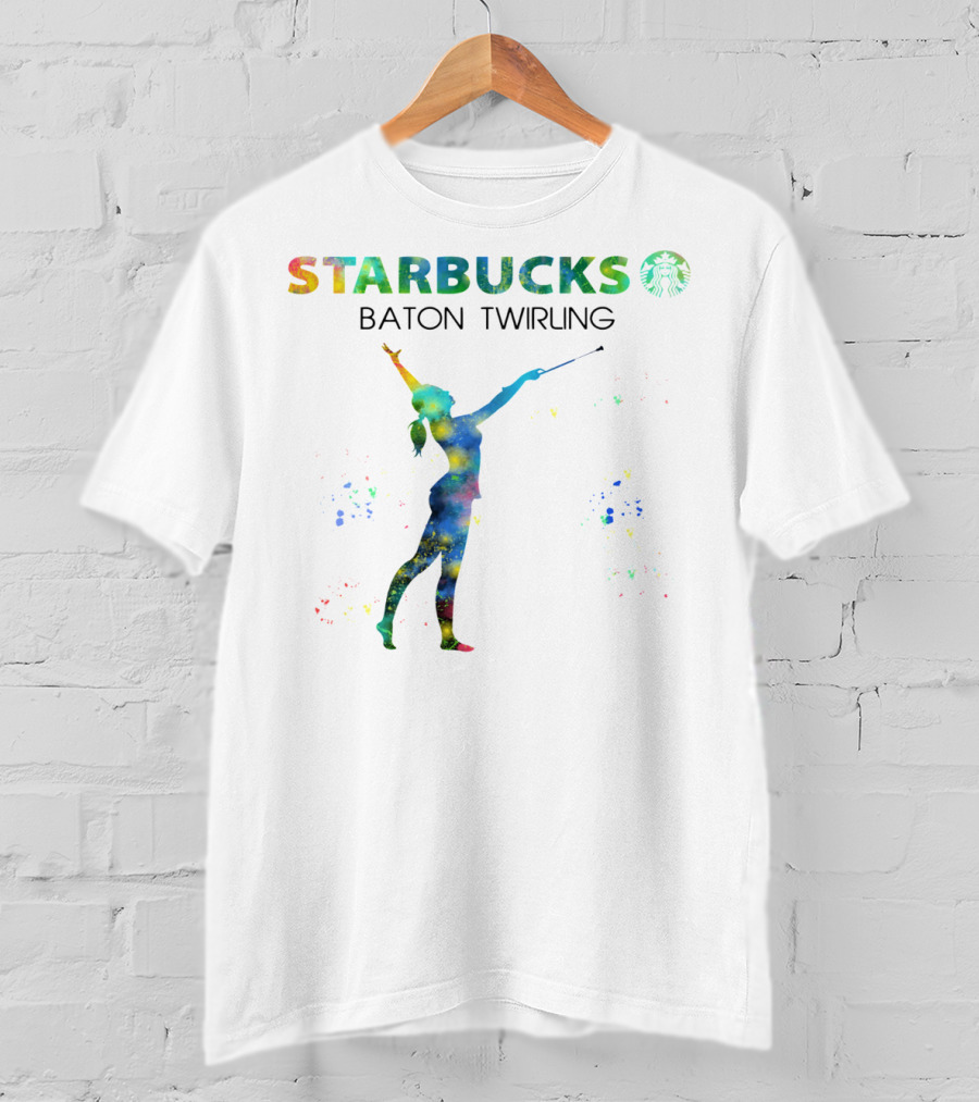 Starbucks Baton Twirling Silhouette Splash T-Shirt