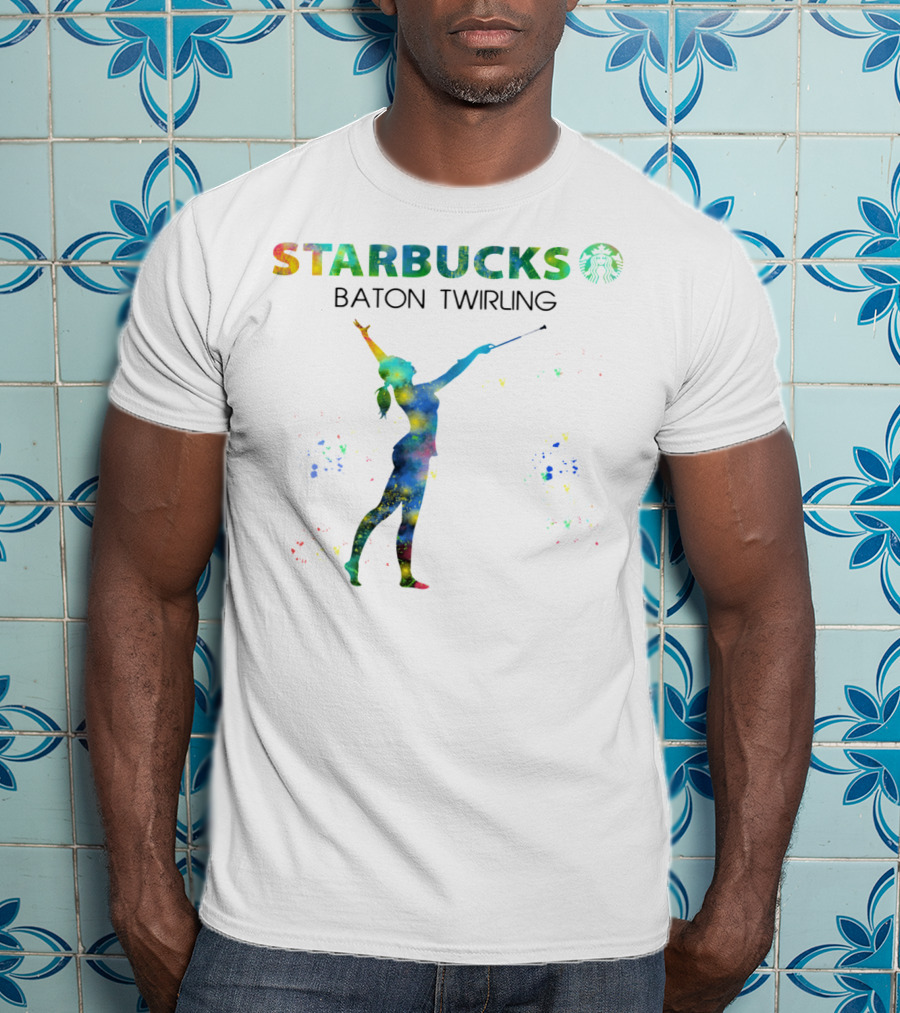 Starbucks Baton Twirling Silhouette Splash T-Shirt