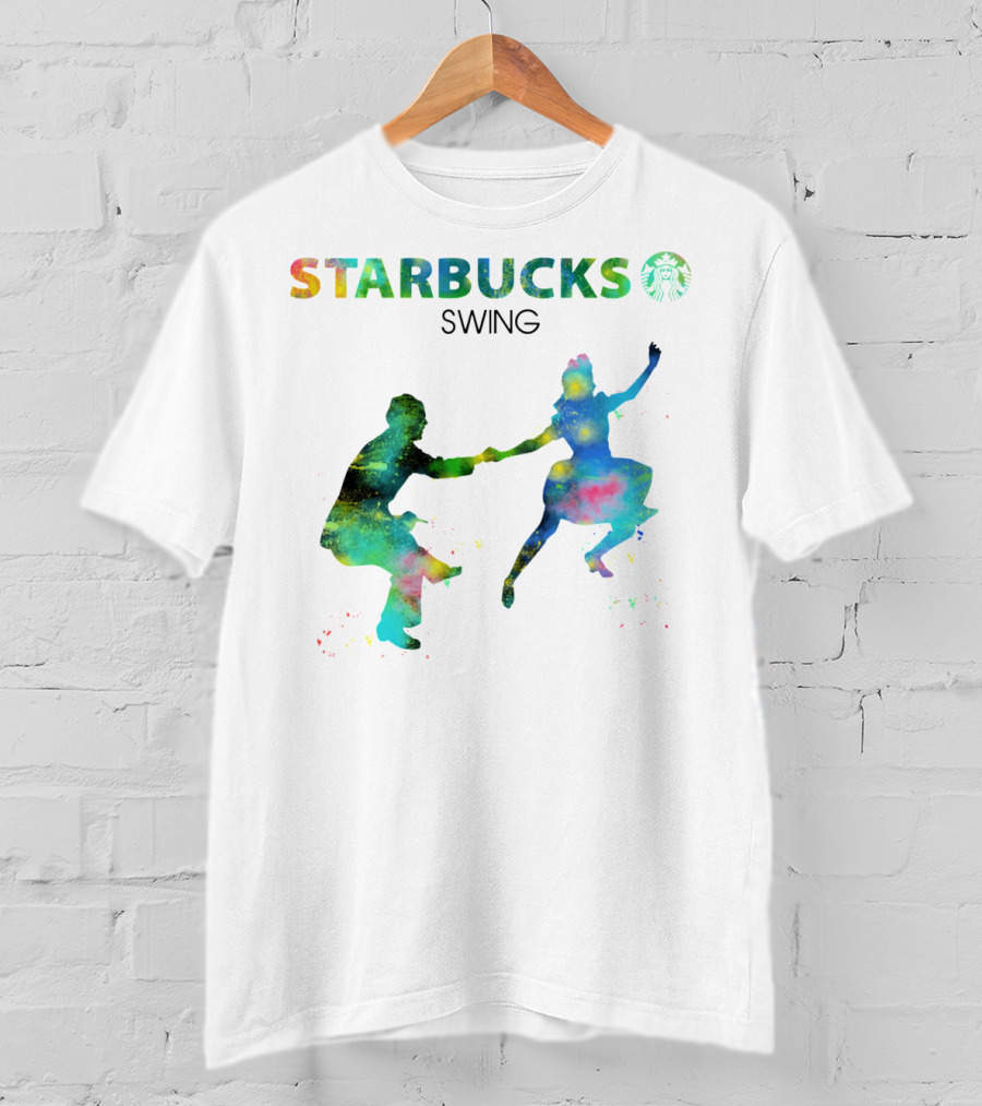 Starbucks Swing Dance Colorful Silhouette Movement T-Shirt