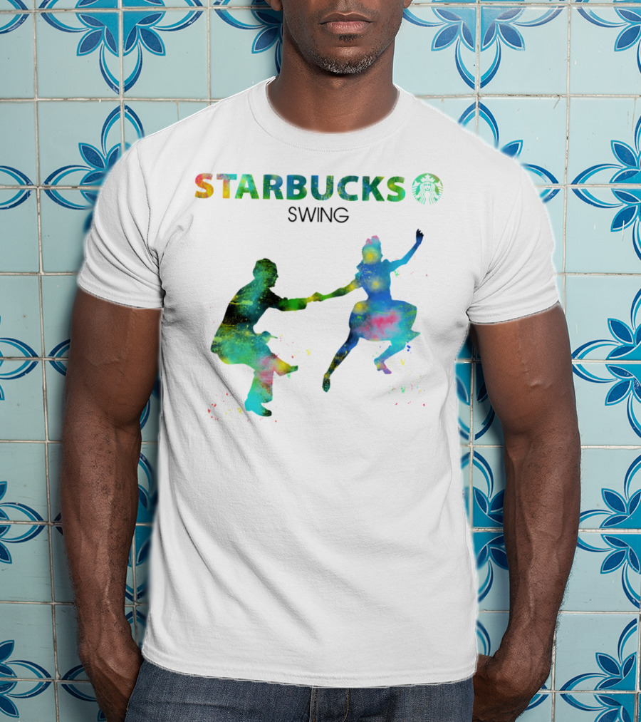 Starbucks Swing Dance Colorful Silhouette Movement T-Shirt