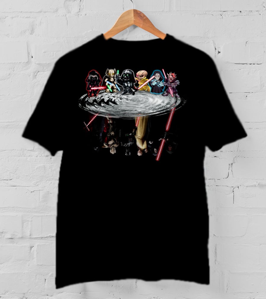 Star Wars Chibi Villains Reflected In Water With Lightsabers T-Shirt