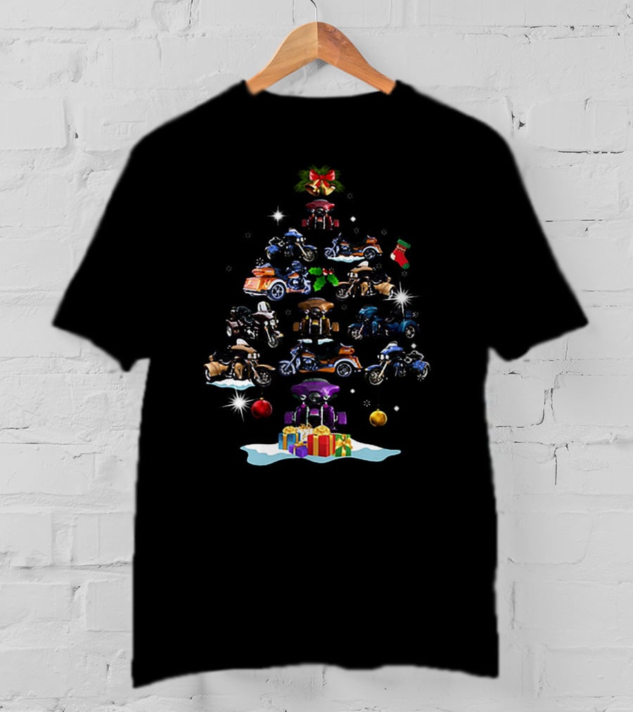 BRP Can Am Spyder Roadster Christmas Tree With Motorcycles And Presents T-Shirt