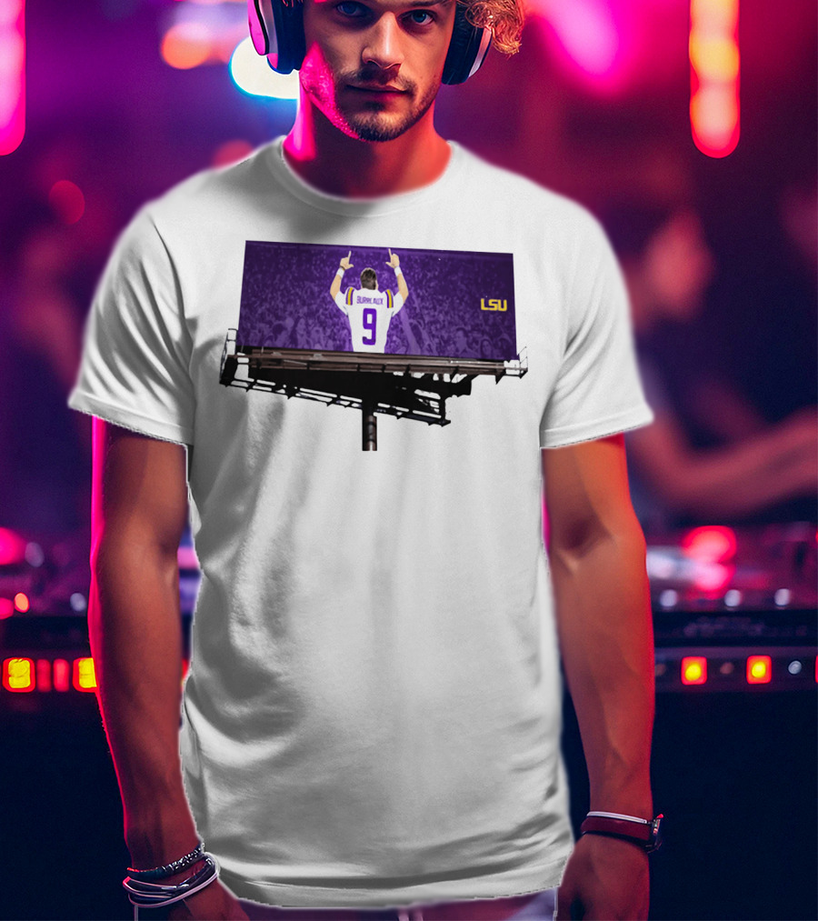 Joe Burreaux LSU Tigers Number 9 Football Fan Spirit T-Shirt