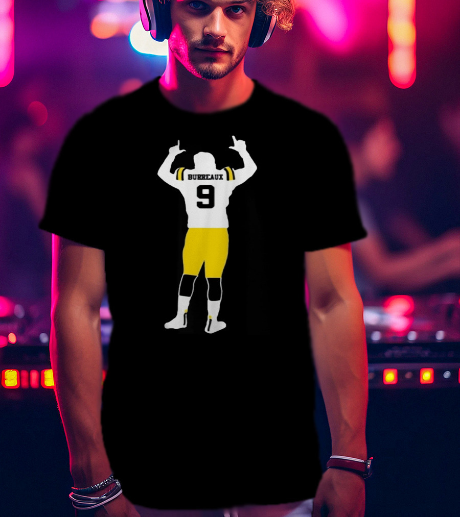 Joe Burreaux 9 LSU Football Victory Pose T-Shirt