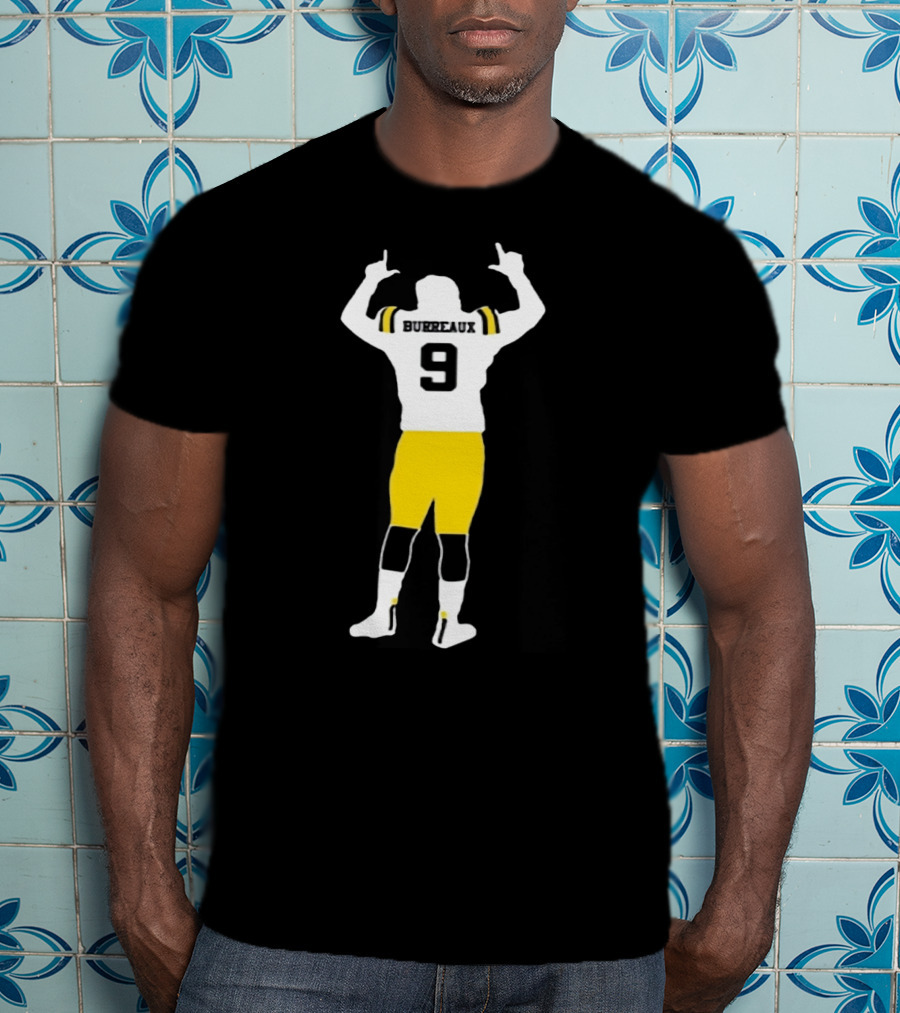 Joe Burreaux 9 LSU Football Victory Pose T-Shirt