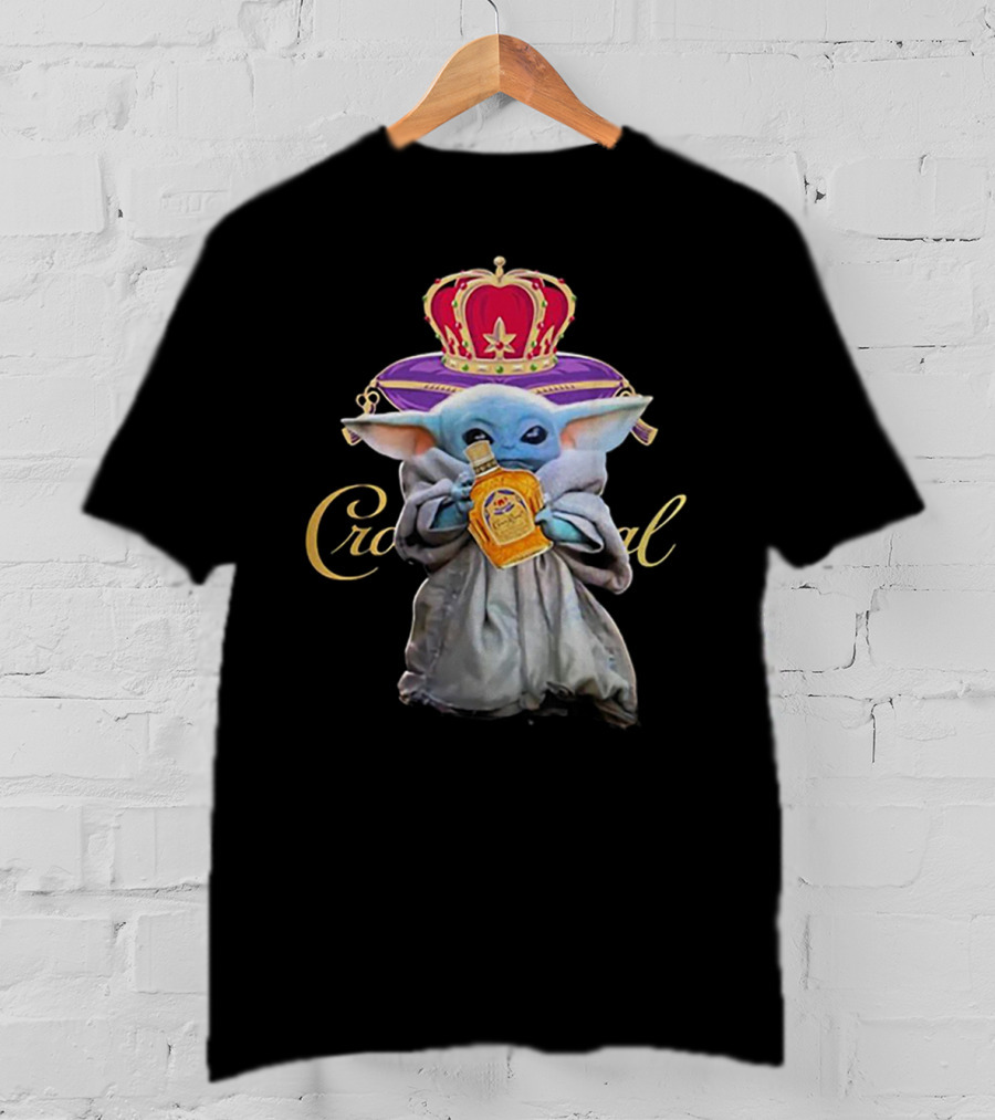 Baby Yoda With Crown Royal Bottle And Crown Icon Star Wars T-Shirt