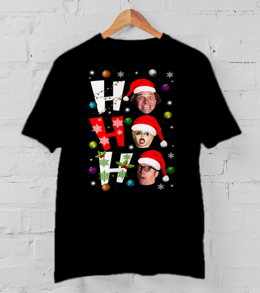 Bottom Ho Ho Festive Santa Faces And Holiday Decorations T-Shirt