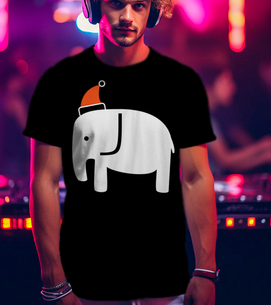 White Elephant Santa Hat Christmas T-Shirt