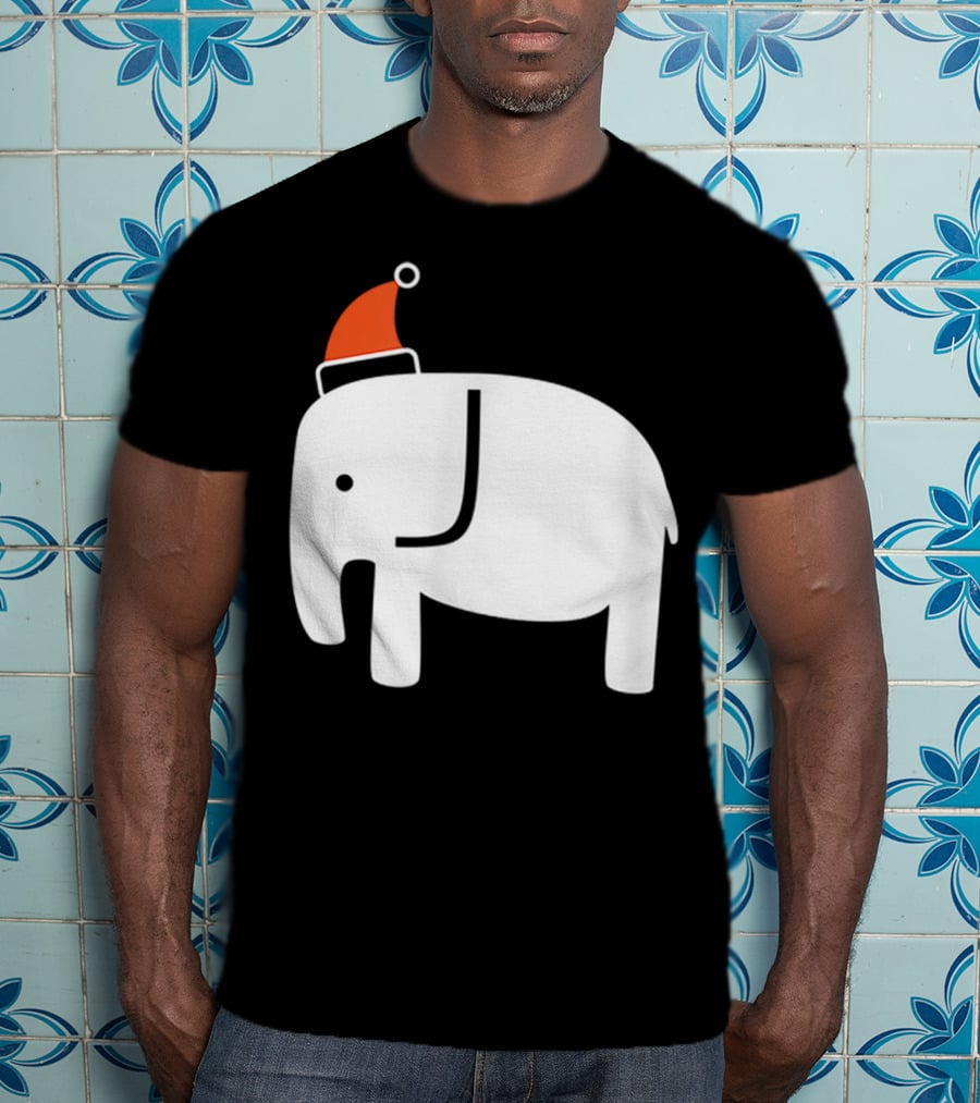 White Elephant Santa Hat Christmas T-Shirt