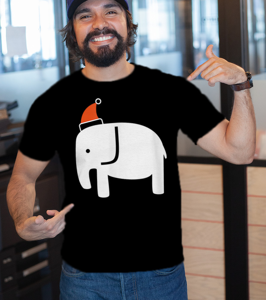 White Elephant Santa Hat Christmas T-Shirt