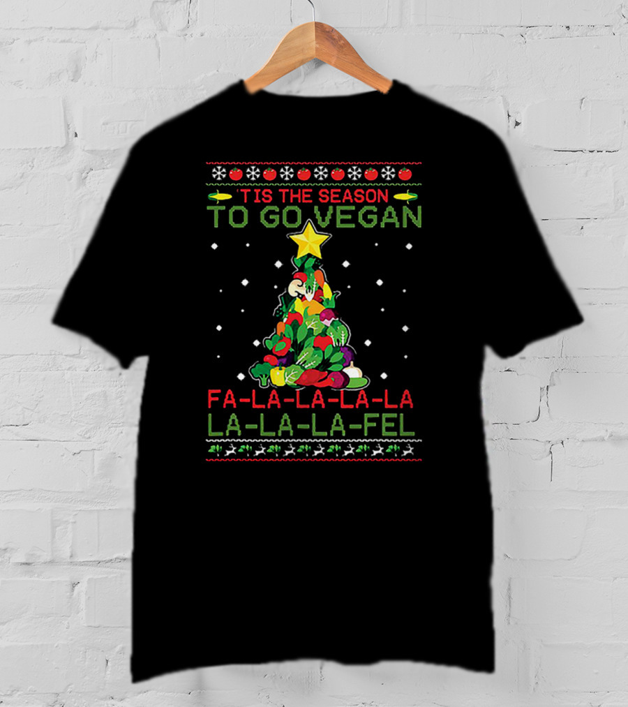 'Tis The Season To Go Vegan Fa-La-La-La-La La-La-La-Fel Veggie Tree T-Shirt