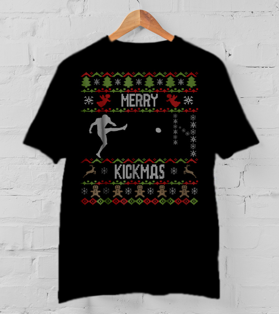Merry Kickmas Ugly Christmas Football Kicker T-Shirt