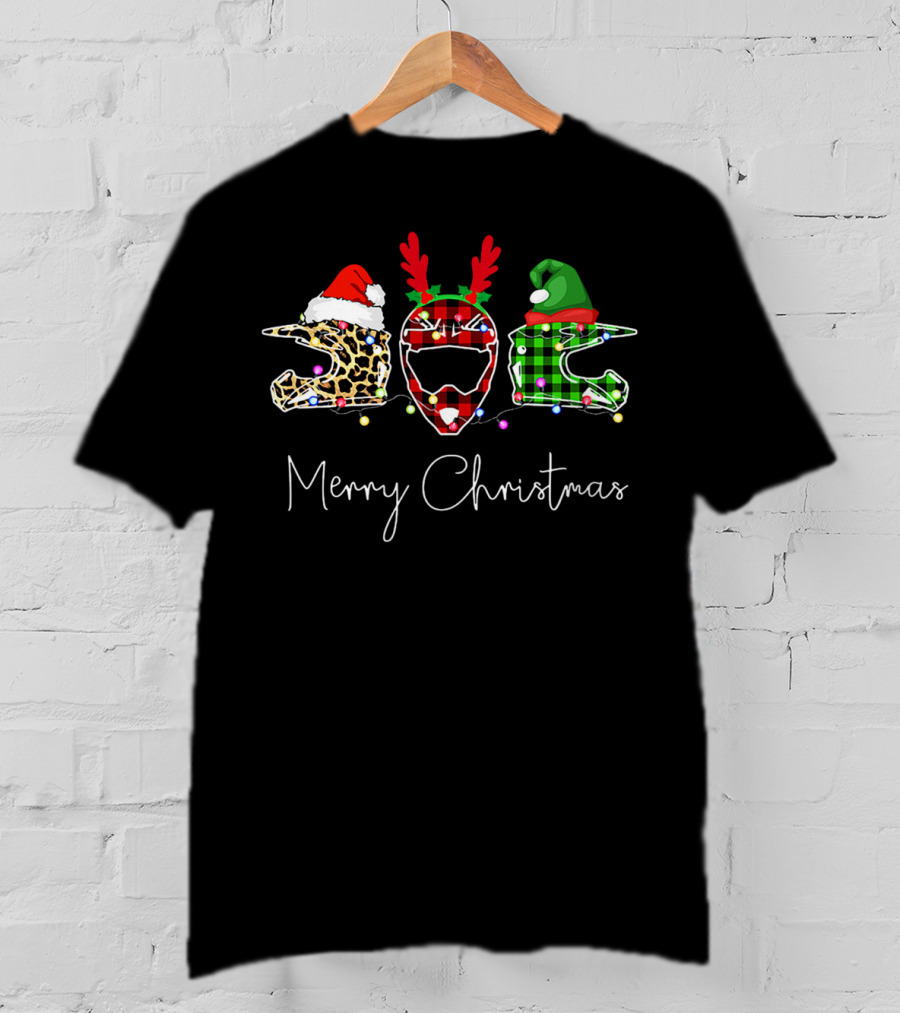 Leopard Plaid Helmets Merry Christmas T-Shirt