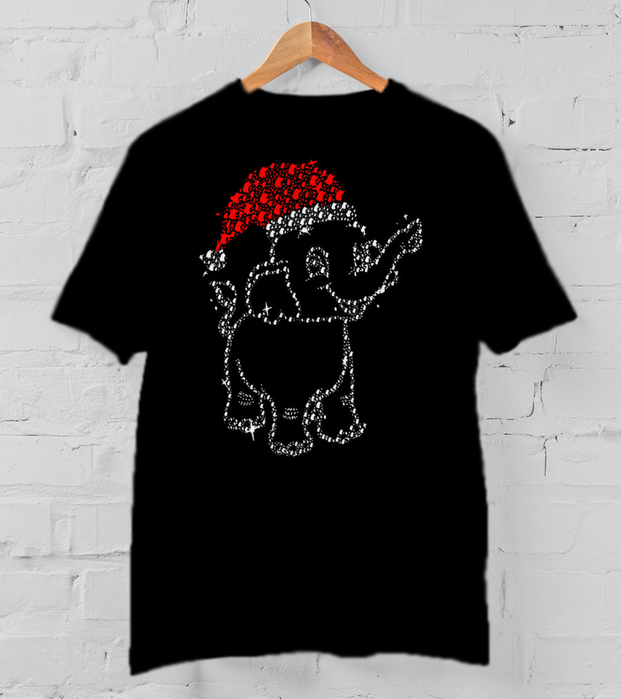 Santa Elephant Diamond Holiday Sparkle T-Shirt