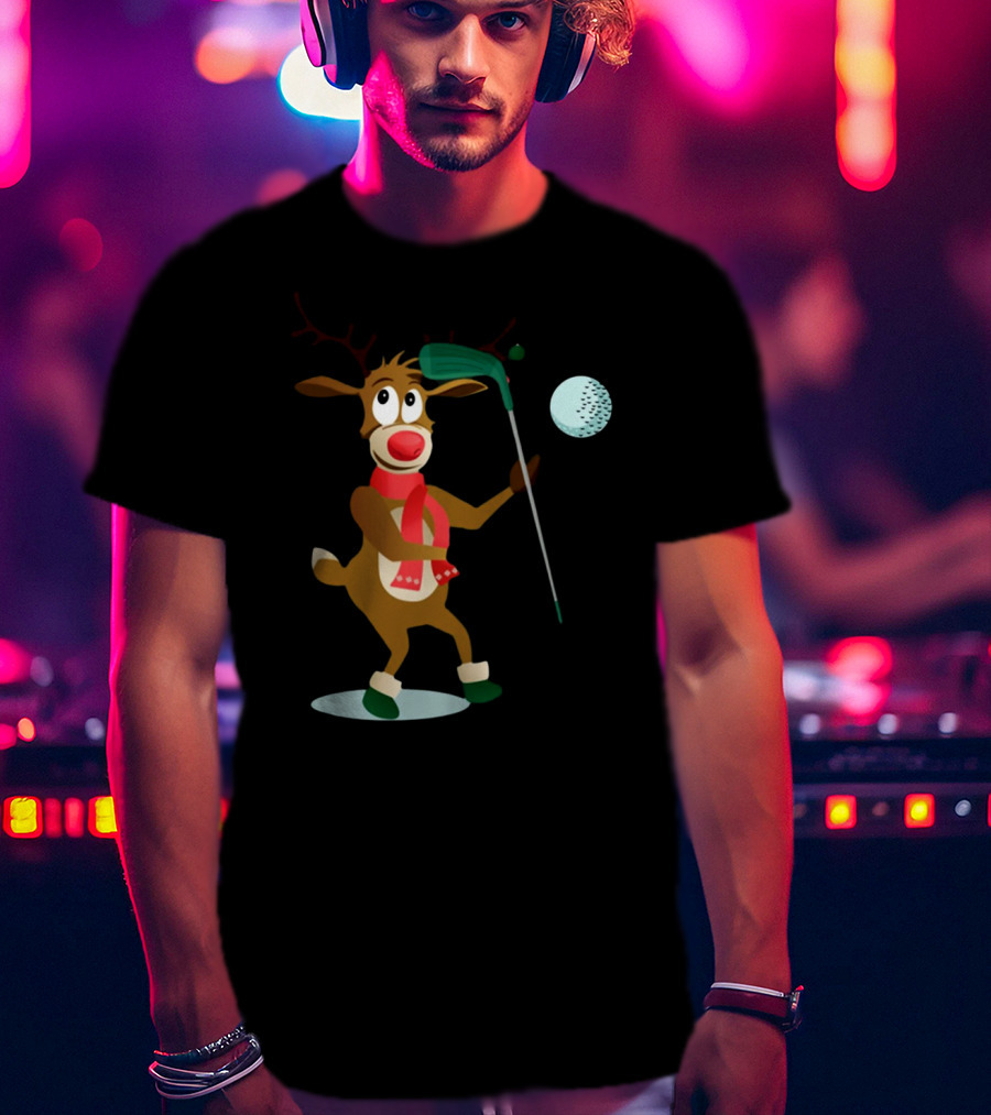Reindeer Golf Christmas Fun T-Shirt