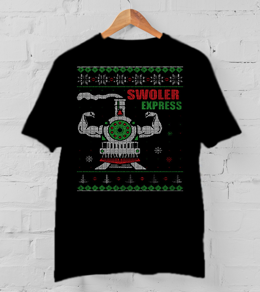 Swoler Express Muscle Train Ugly Christmas T-Shirt