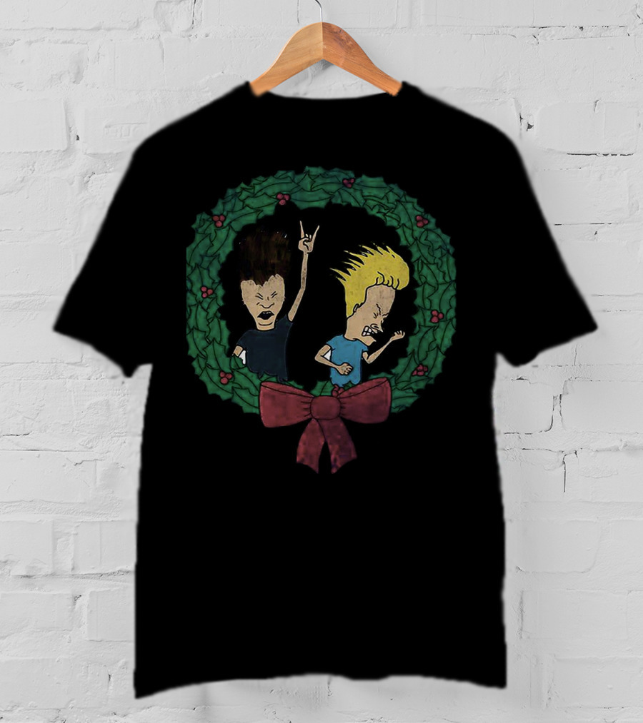 Beavis And Butthead Christmas Wreath Holiday Humor T-Shirt