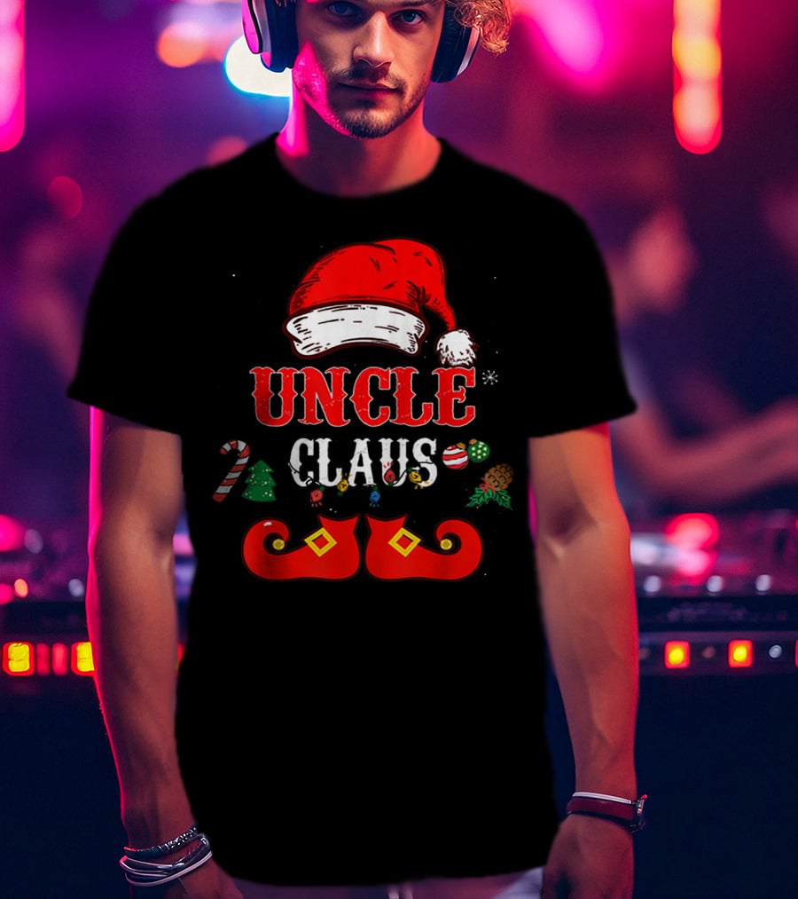 UNCLE CLAUS Santa Hat Candy Cane Christmas Ornaments Shoes T-Shirt