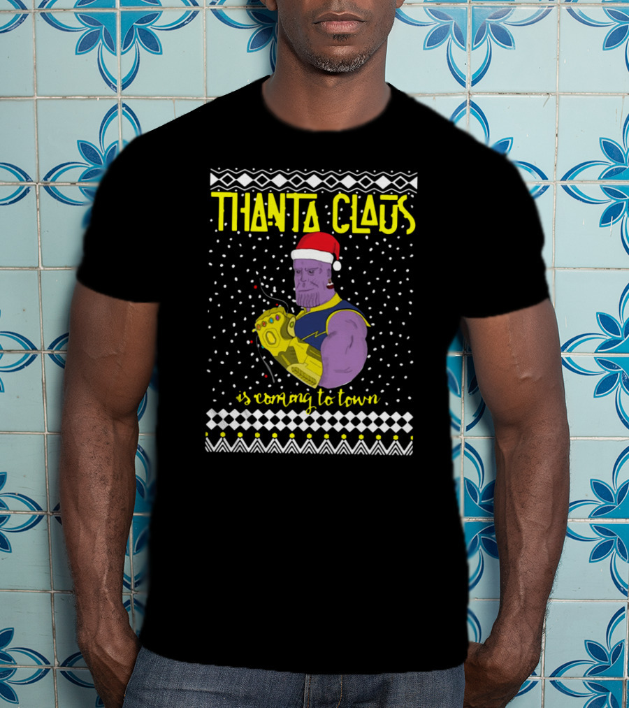 Thanta Claus Thanos Is Coming To Town Marvel Comic Mashup Christmas T-Shirt