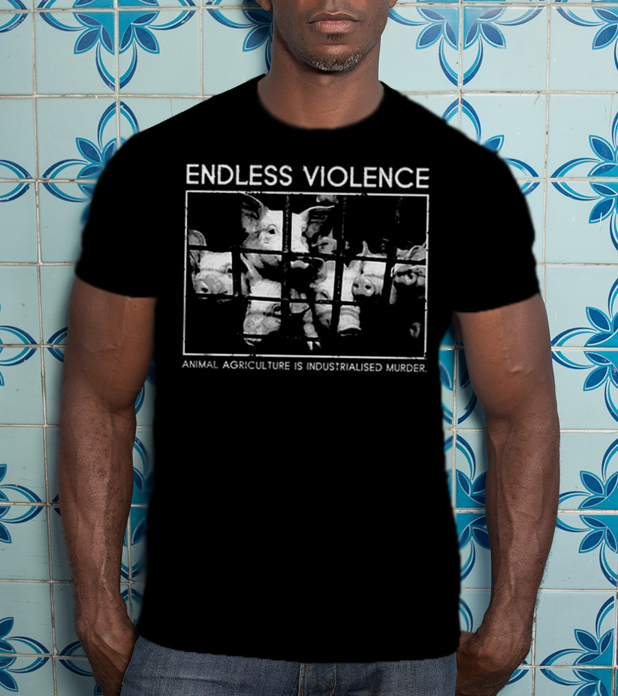 Endless Violence Animal Agriculture Is Industrialised Murder Pigs In Cage T-Shirt