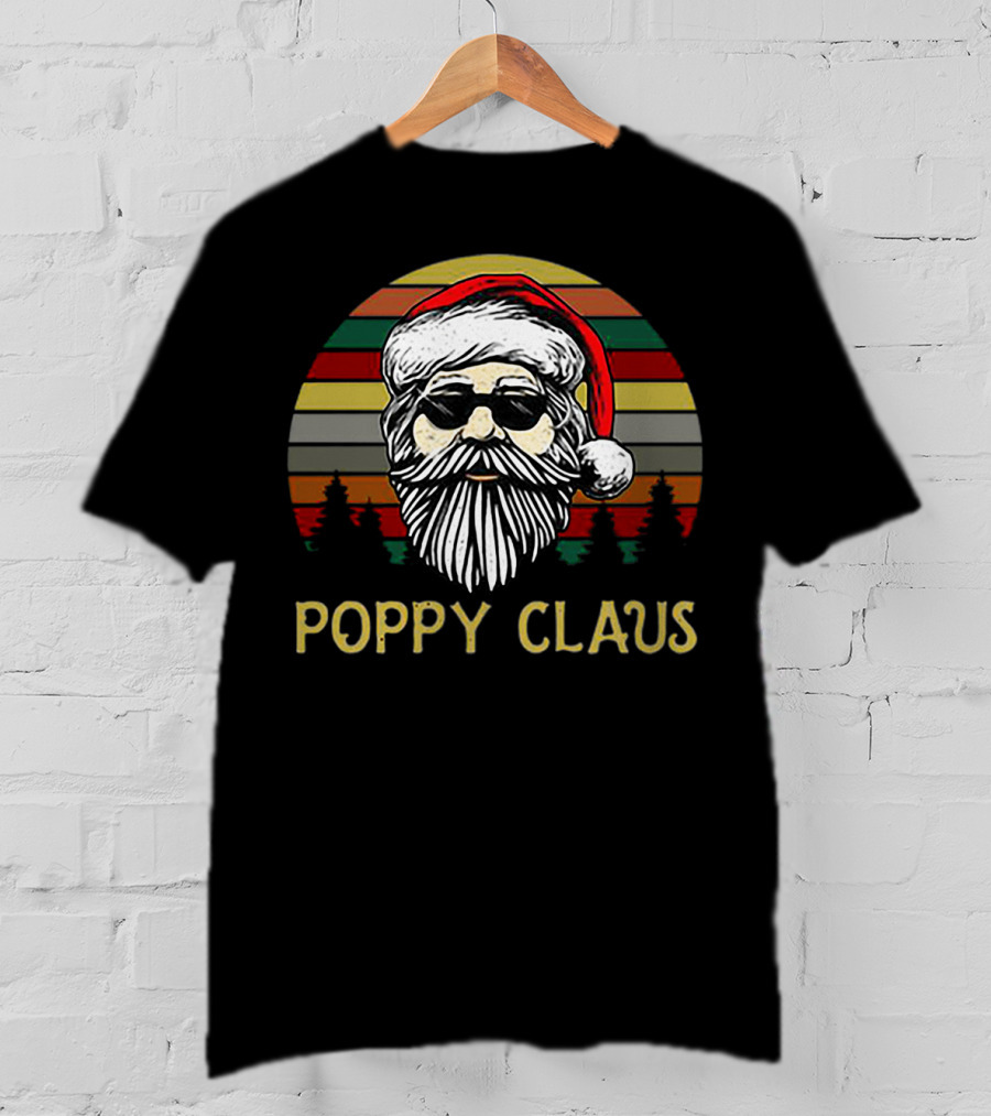 Poppy Claus Vintage Santa Claus Retro Sunset Forest T-Shirt