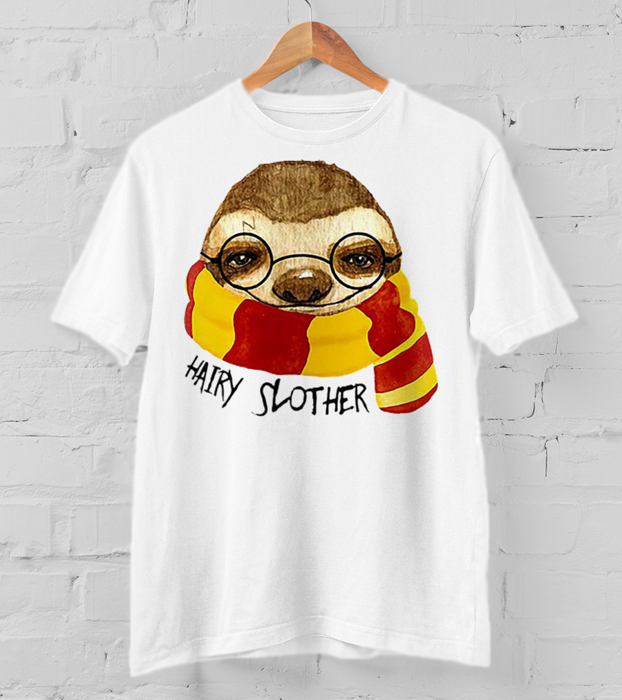 Hairy Slother Sloth Lovers Wizard Scarf Glasses Magic T-Shirt