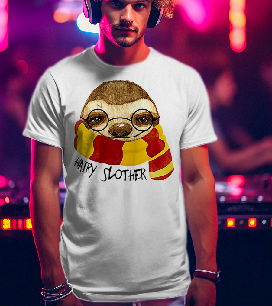 Hairy Slother Sloth Lovers Wizard Scarf Glasses Magic T-Shirt