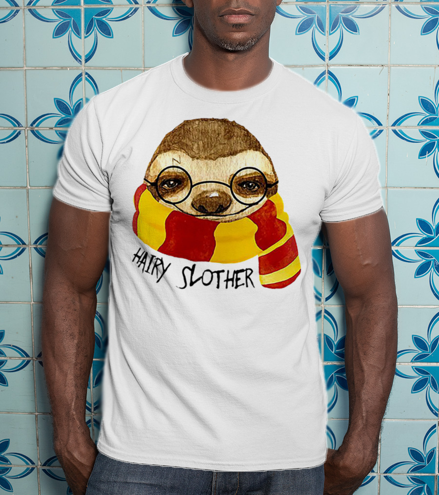 Hairy Slother Sloth Lovers Wizard Scarf Glasses Magic T-Shirt