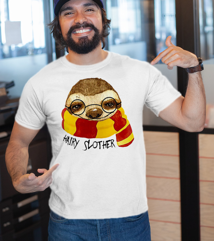 Hairy Slother Sloth Lovers Wizard Scarf Glasses Magic T-Shirt
