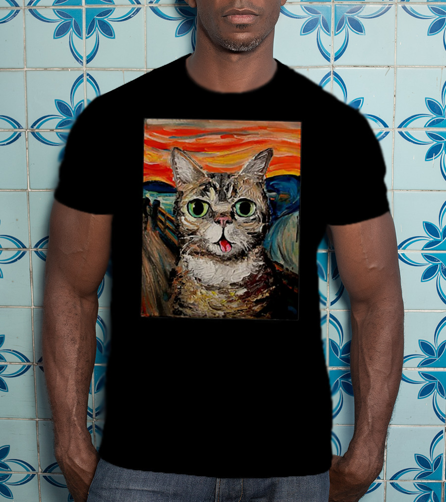 Lil Bub Cat The Scream Vincent Van Gogh T-Shirt
