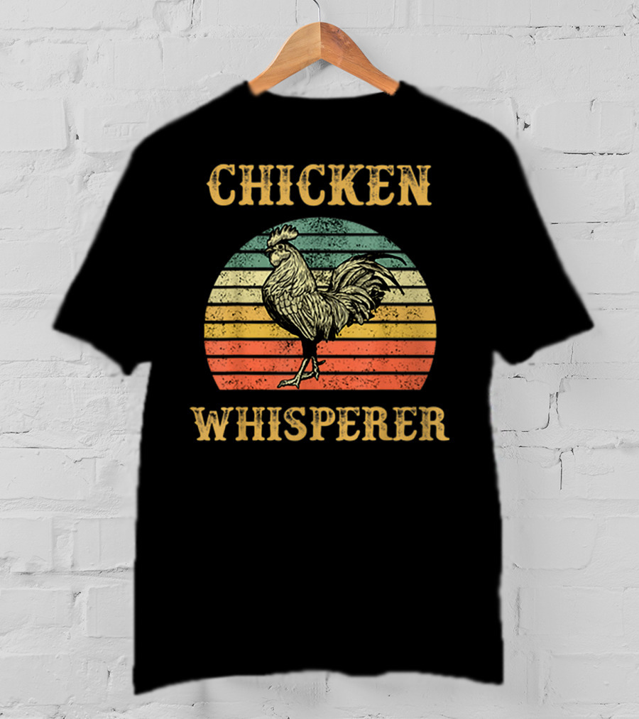 Chicken Whisperer Vintage Retro Rooster Stripes T-Shirt