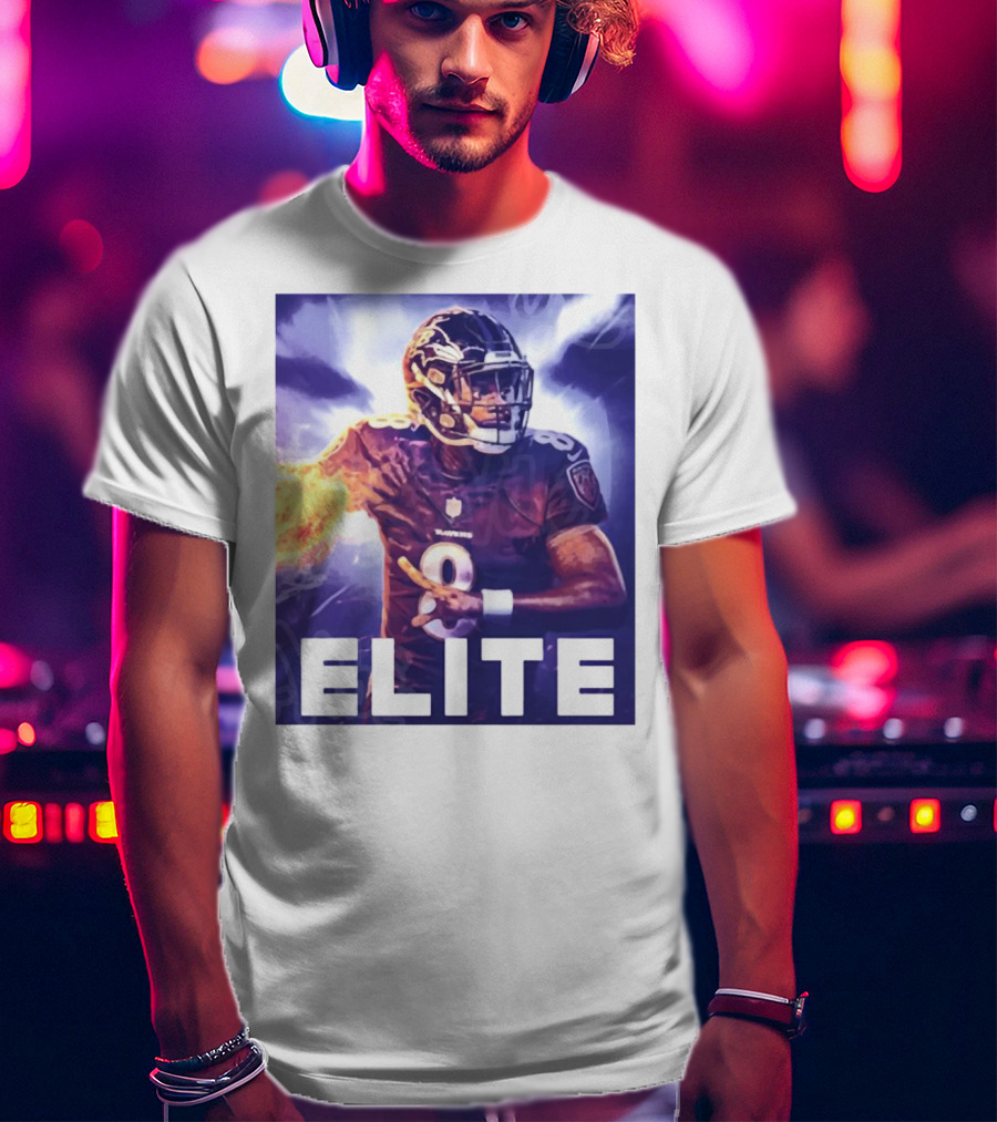Lamar Jackson Ravens Elite 8 Fiery Action NFL Football T-Shirt