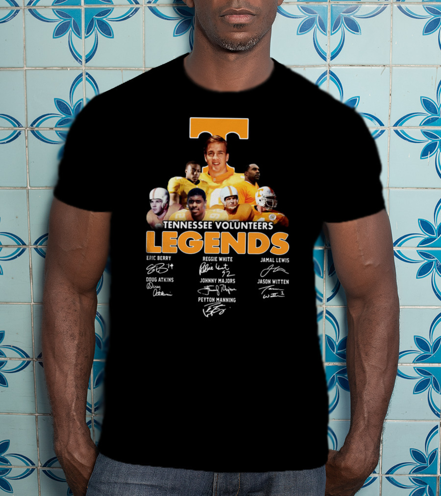 Tennessee Volunteers Legends Peyton Manning Reggie White Jason Witten Signatures T-Shirt
