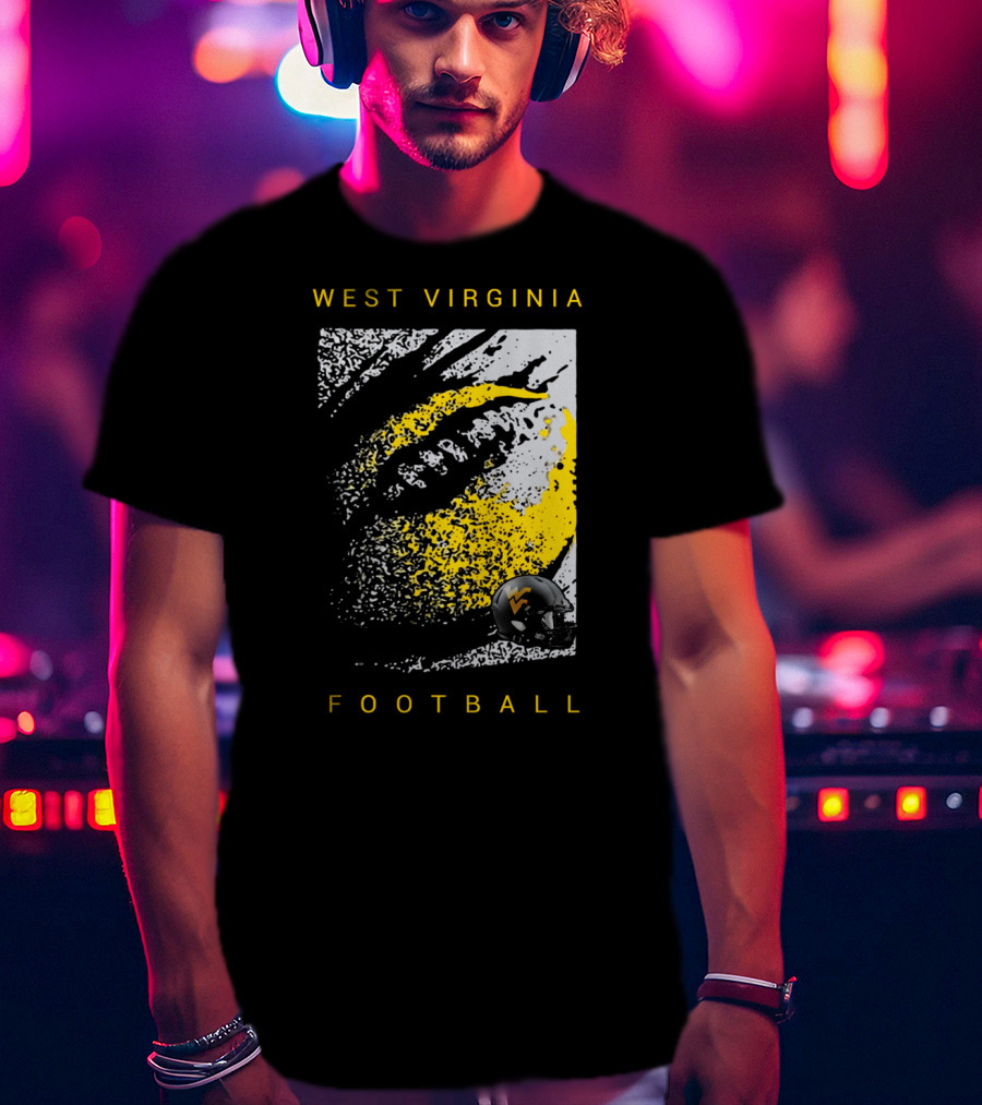 West Virginia Mountaineers Football Helmet And Textured T-Shirt